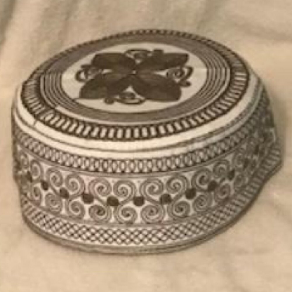 Embroidered Kufi BROWN 56 cm Men's Muslim Islamic Prayer Cap MEDIUM/SMALL
